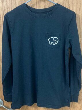 Ivory Ella Black Long Sleeve T With Plaid Elephant - S